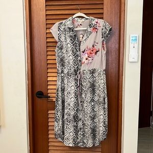 Animal print/Floral mix Midi dress